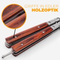Butterfly Trainer Flaschenöffner Griffe in edler Holzoptik