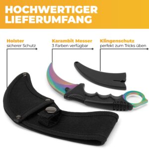 Lieferumfang für Karambit Messer in der Farbe Rainbow