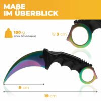 Karambit Messer Rainbow Abmessungen und Gewicht