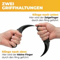 Karambit Messer zwei verschiedene Griffhaltungen