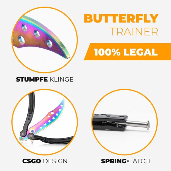 Alleinstellungsmerkmale CSGO Butterfly Trainer Rainbow sind stumpfe Klinge, CSGO Design, Spring-Latch